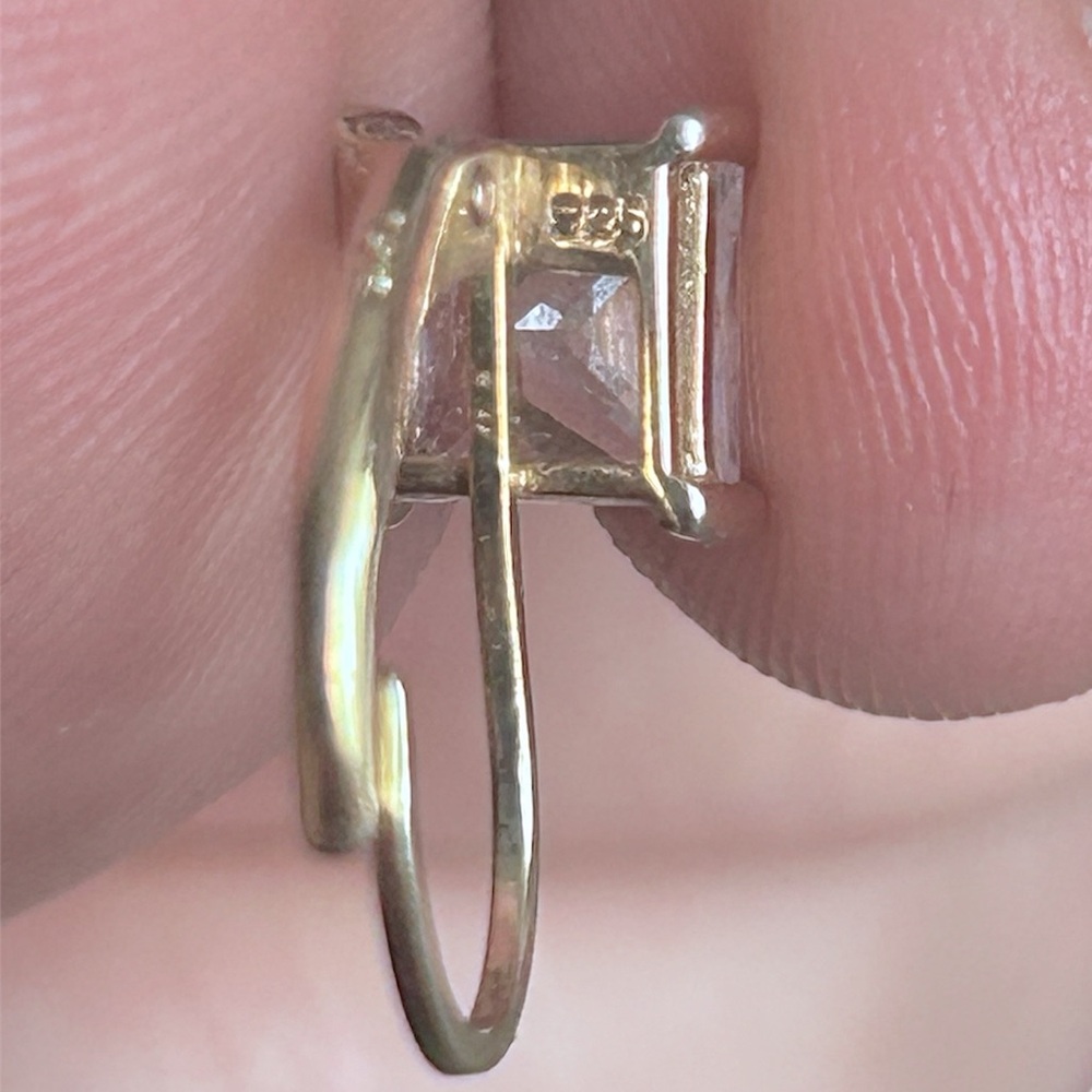 Vintage gold over Sterling silver cubic zirconia earrings - Picture 4 of 5